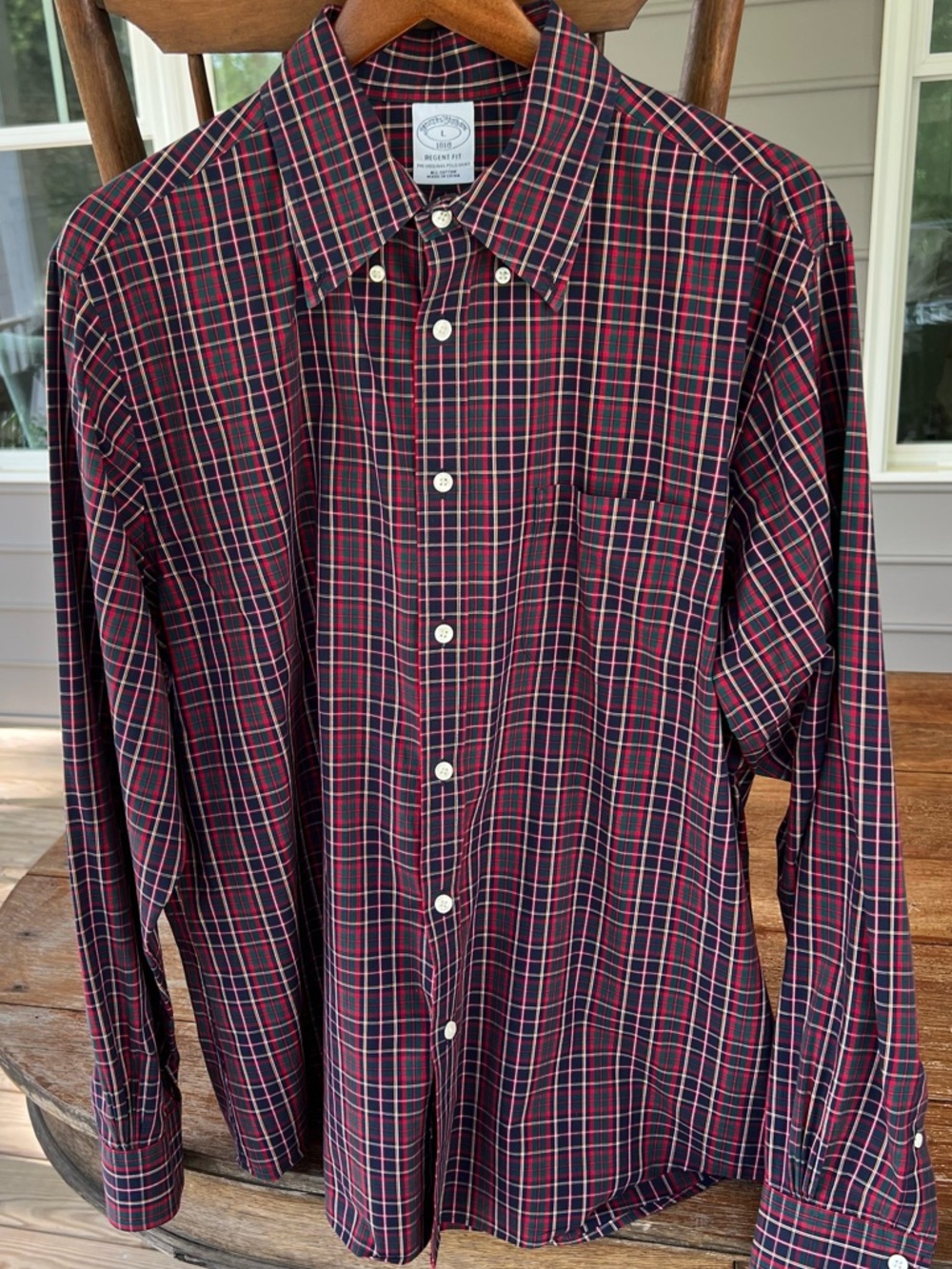 Brooks Brothers 1818 Regent Fit Men’s Long Sleeve Button Up Shirt Red Plaid L